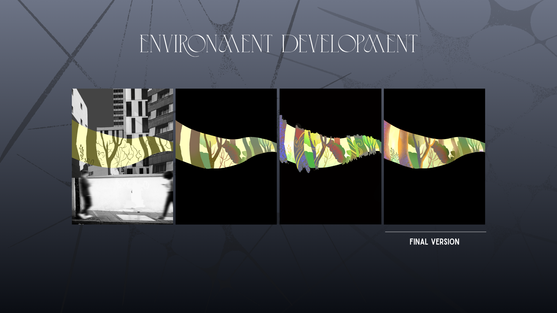 Environment development — forest illustration progression for Environmental Awareness Poster Series