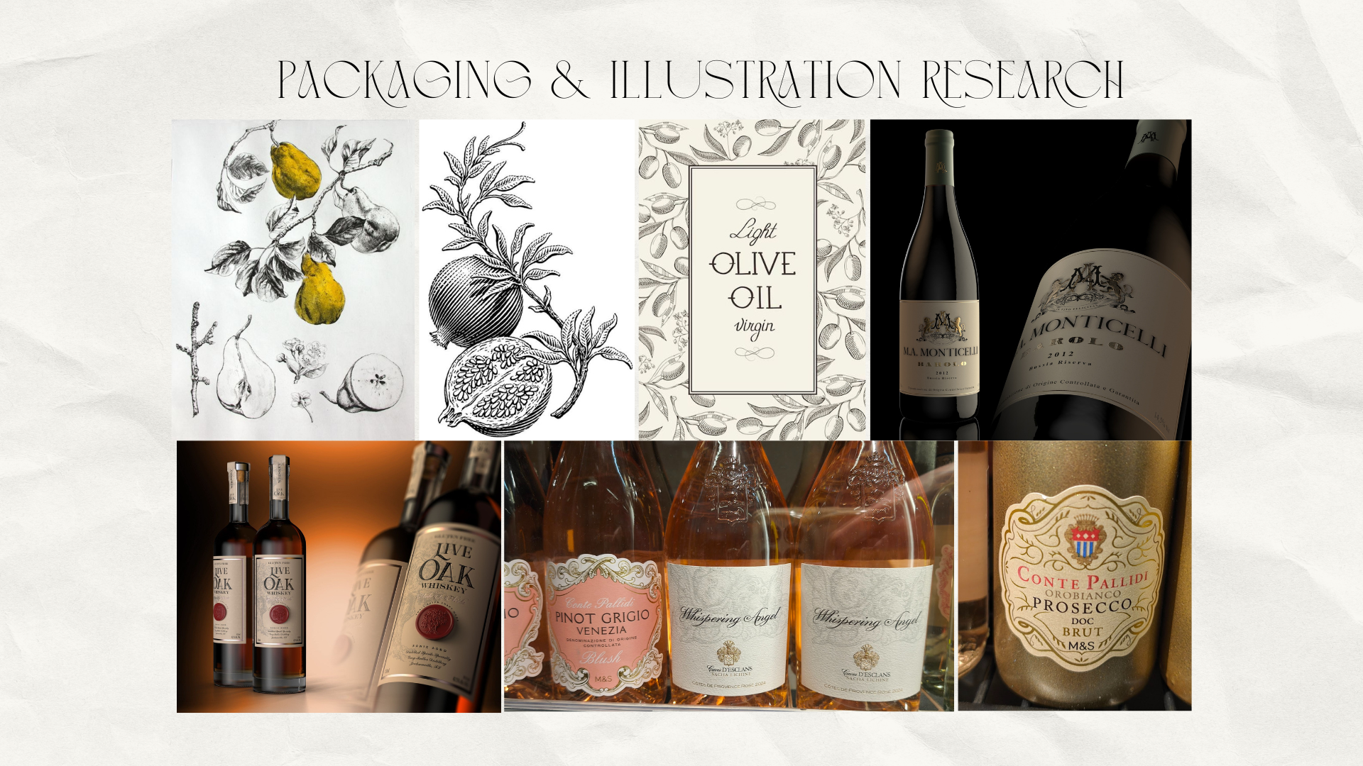 Packaging and illustration research mood board for Katharine of Aragon mead label design